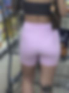Tatted asian chick w/VTL in pink shorts