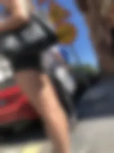 Awesome legs and booty of in denim shorts, hot candid girl crossing the street