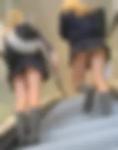 Young girl's panties flashing on an escalator