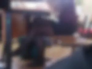 College Teen in Black Pantyhose Under Desk Creepshot