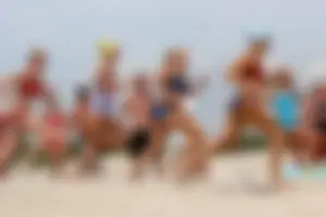 Lifeguard tournament girls on the beach