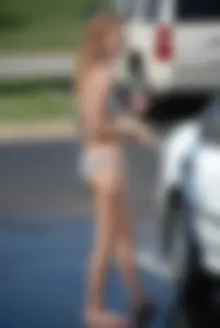 Various sexy girls at car washes in bikinis