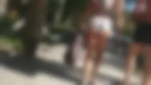 Girl with a nice ass in wet white bikini bottom