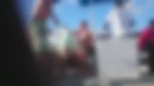 Girl with a nice ass in wet white bikini bottom