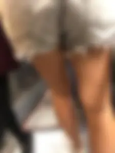 Hot Legs and Ass in Denim Fringe Shorts Escalator Closeup Creepshots