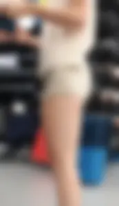 Redhead hottie in shorts shopping with a nice ass