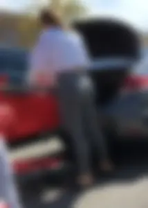 Sexy lady shopping at Target with a big ass in grey leggings