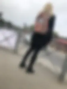 Cute Smoking Hot Blonde in High-Heeled Shoes and Tight Pants on the Crosswalk Candid Photo Collection