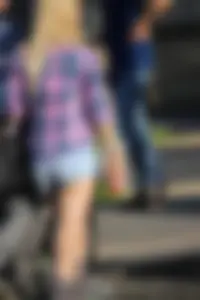 Hot ass blonde in short denim shorts showing some ass cheeks