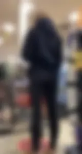 Teen wearing Leggings in Grocery store