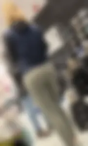 Sports store blonde worker in nice leggings