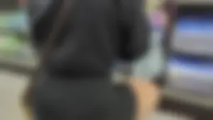 Blonde girl in black shorts