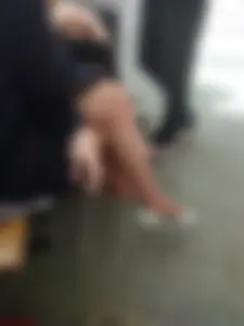 Crossed Legs in Pantyhose And Feet in Flats Closeup Creepshots