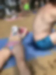 Chunky Girl in a Swimsuit Lying With Spread Legs Creepshot