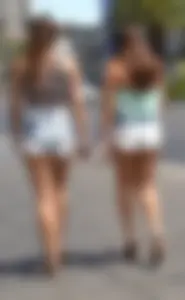 2 sexy friends in cut off shorts in Las Vegas