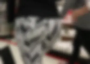 Black and white patterned leggings booty on cute girl at Target