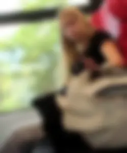 Hot busty blonde on train
