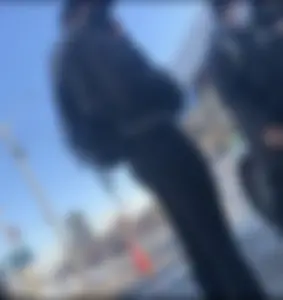 Slim thick teen at bus stop