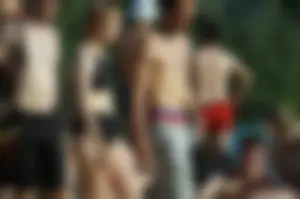Skinny Pale Girl in Swimsuit on the Beach Candid Pics