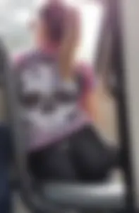 Shiny leggings on the bus