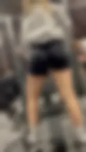 Tall Gym Blonde In Black Shorts (Bends Over)