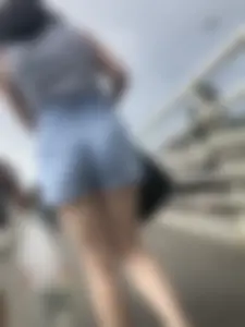Sexy Butt And Legs in Denim Shorts - Candid Girl in Sandals Walking Up the Stairs Creepshots Gallery