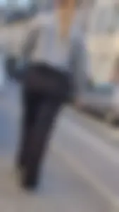 Hot blonde girl in tight black pants (oc)