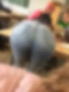 Teen in Tight Jeans Bend Over Desk College Classroom Creepshot
