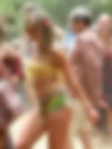 Sexy ass girl showing cheeks, nipples and camel toe at the 2015 Oregon Country Fair and bonus see through nipples girl and camel toe