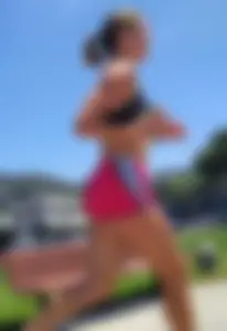 Fit girl with Tiny Sports Bra out for a Jog