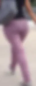 Black babe with a nice ass in tight jeans and vpl