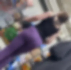 Skinny mom with jiggly little ass in purple leggings  ( VTL)