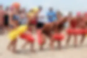 Lifeguard tournament girls on the beach