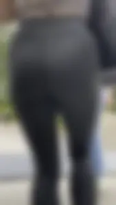 Blonde College Girl In Leggings Girl Keeps Touching Her Booty