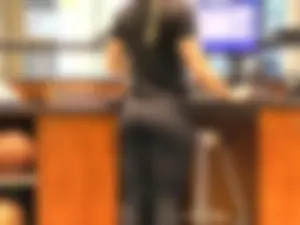 Sexy coworker at the gym with a nice ass in grey leggings
