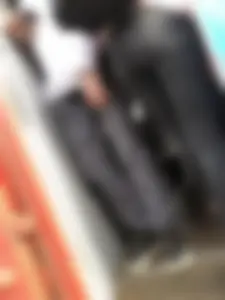Skinny Candid Teen in Tight Black Jeans on a Train Station Gallery