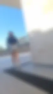 Upshot short shorts going up the stairs