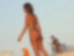 Sexy morena babe in thong bikini with a great ass