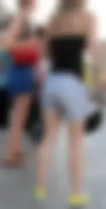 2 pretty blonde friends out in shorts