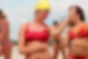 Lifeguard tournament girls on the beach