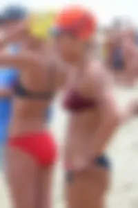 Lifeguard tournament girls on the beach