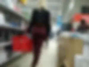 Fit Blonde in Red Jeans with Hot Ass and Muscular Ass at the Supermarket Creepshots