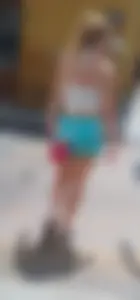 Two pretty blondes, short shorts, nice legs, (laughing)