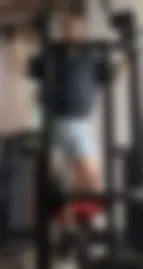 Hot blonde in gym just to show off her tight ass in blue shorts