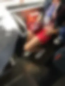 Sexy Thin Legs in Red Shorts Bus Candid