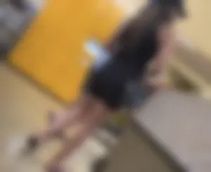 Cute white chick in black short leggings🔥