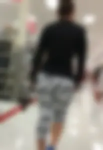 Black and white patterned leggings booty on cute girl at Target