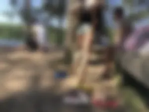 Candid Girl Putting On Swimsuit and Undressing at the Forest Lake Beach Gallery