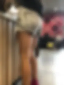 Legs in Shorts Cafe Closeup Candid