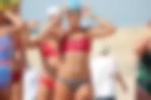 Lifeguard tournament girls on the beach